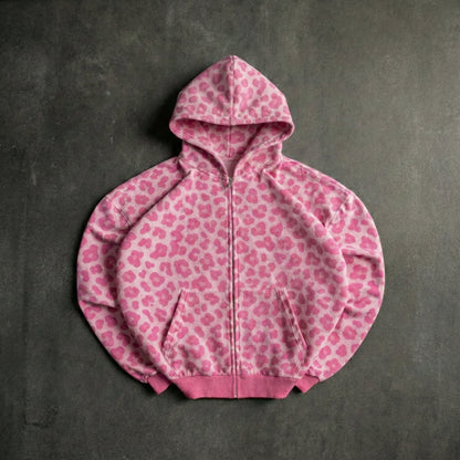 Leopard Zip-Up Hoodie